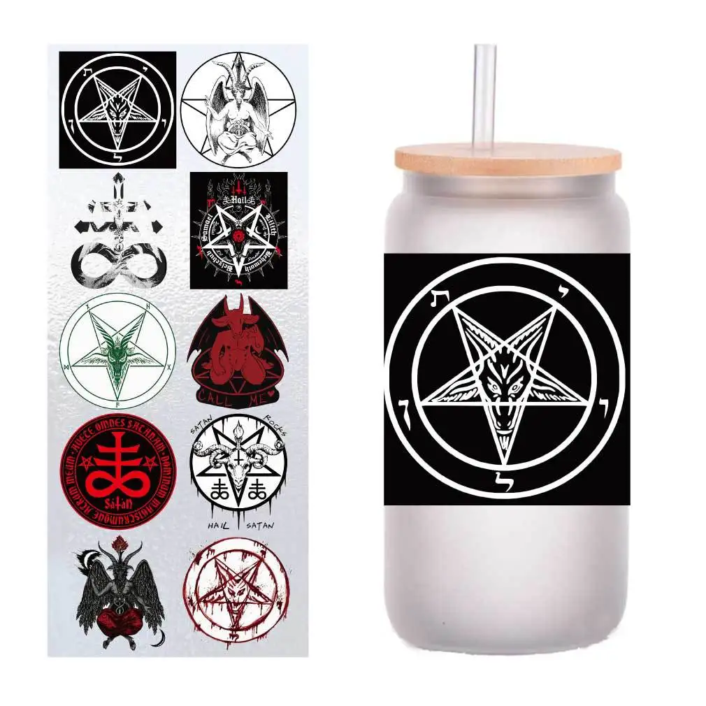 

10 four-inch Hell Devil Devil Satan UV transfer sticker Crystal label glass sticker customized