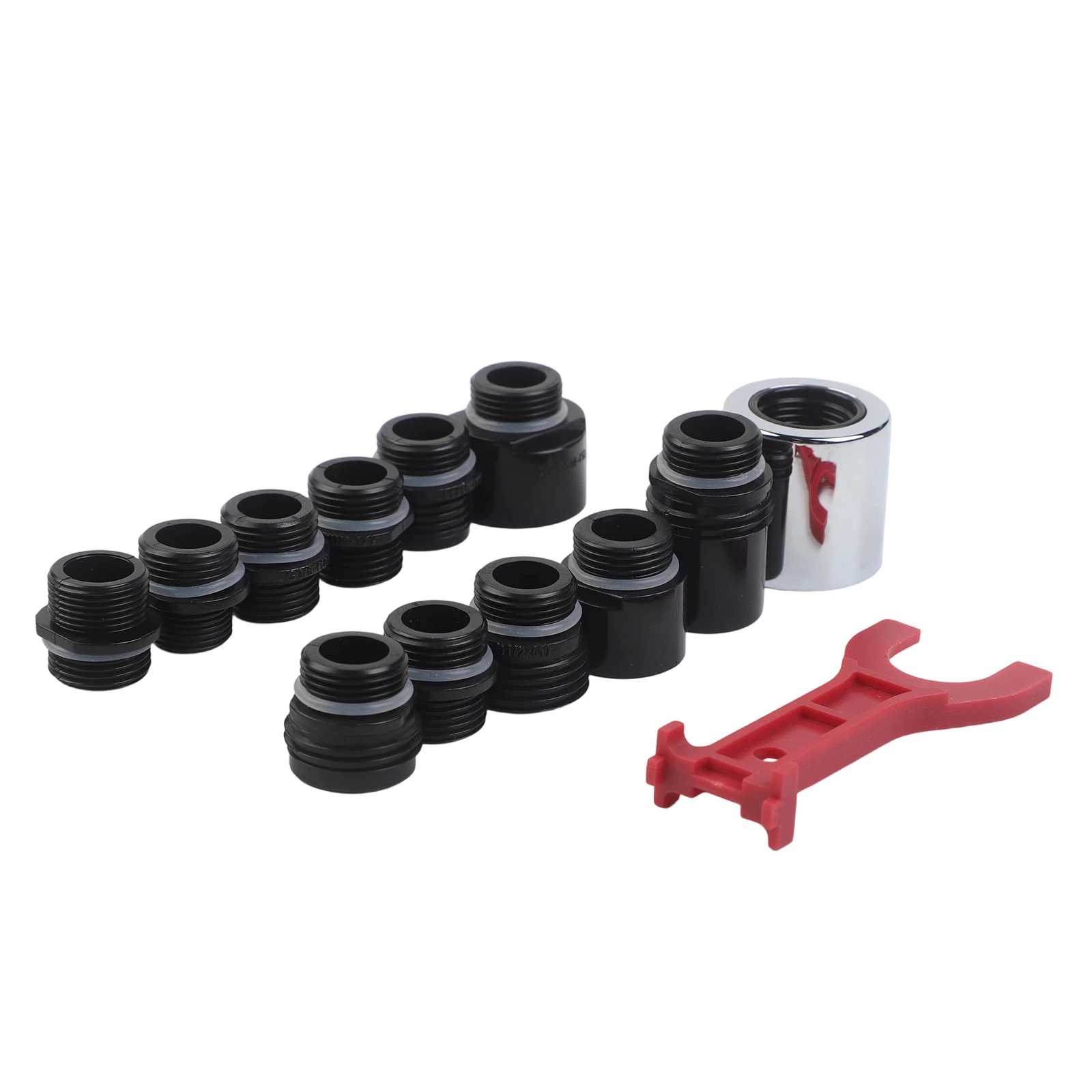 All Purpose Pull Out Faucet Adapter Kit 12 Pieces Including Multiple Thread Sizes for Kitchen Faucet Connector Replacement
