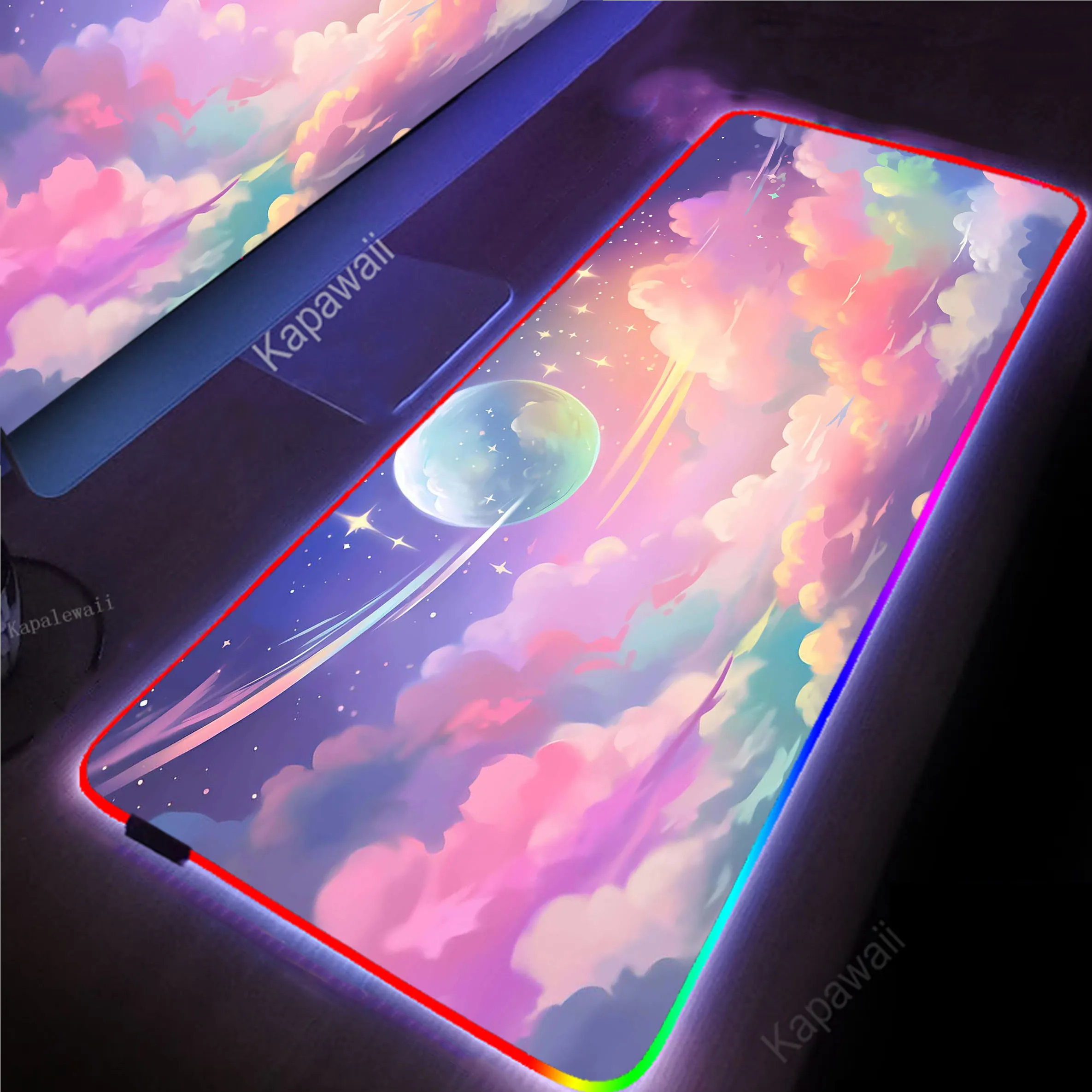 

Pink Cloud Kawaii RGB Backlight Mouse Pad Gaming Mousemat Large Desk Mat Pc Gamer Accessoires Mousepad Speed Keyboard Pads XXL