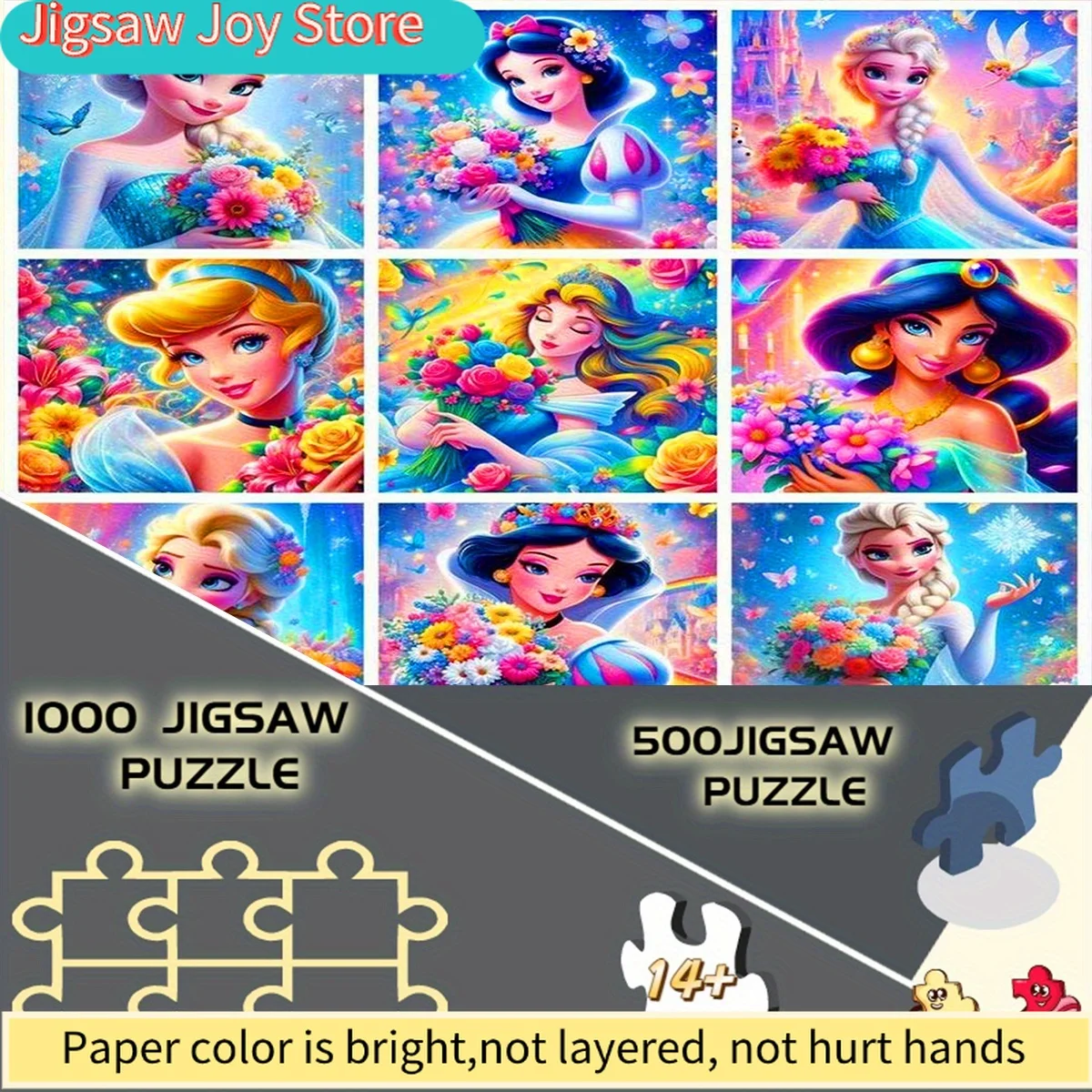 

Пазл Disney/Disney, бумажный, DIY, с изображением букета принцесс-радуг, подходит для украшения дома, свадебного декора