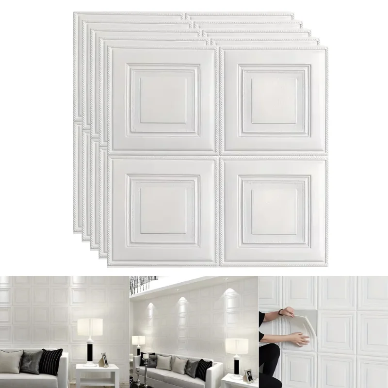 70x70cm Self Adhesive 3D Brick Wallpaper Wall Sticker Kitchen Ceiling Living Indoor Household Wall Decor