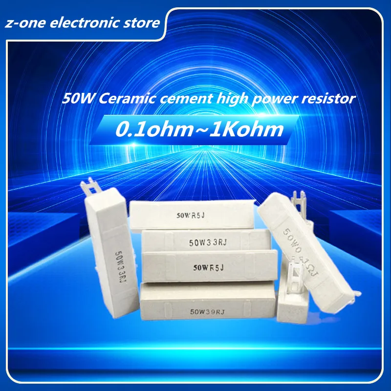 50W Rezystor ceramiczny dużej mocy 0,1ohm~1K 0,2 0,22R 0,5 1 1,5 2 2,5 3 4 5 6 8 10 15 20 25 50 100 200 250 300 390 500 Ohm