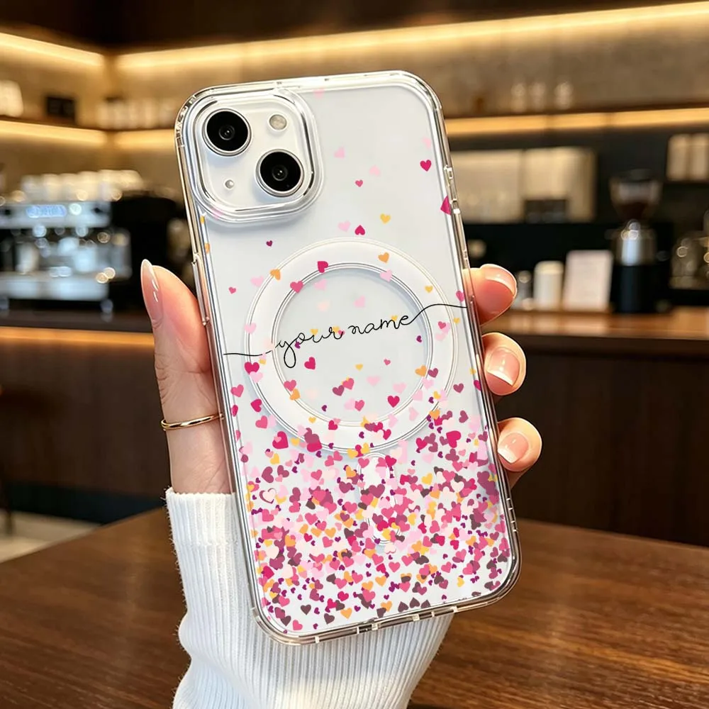 Innovative Heart Pattern For iPhone 18 17 Air 16 16e 15 14 13 12 11 Pro Max Plus Transparent Magnetic Phone Case Cover