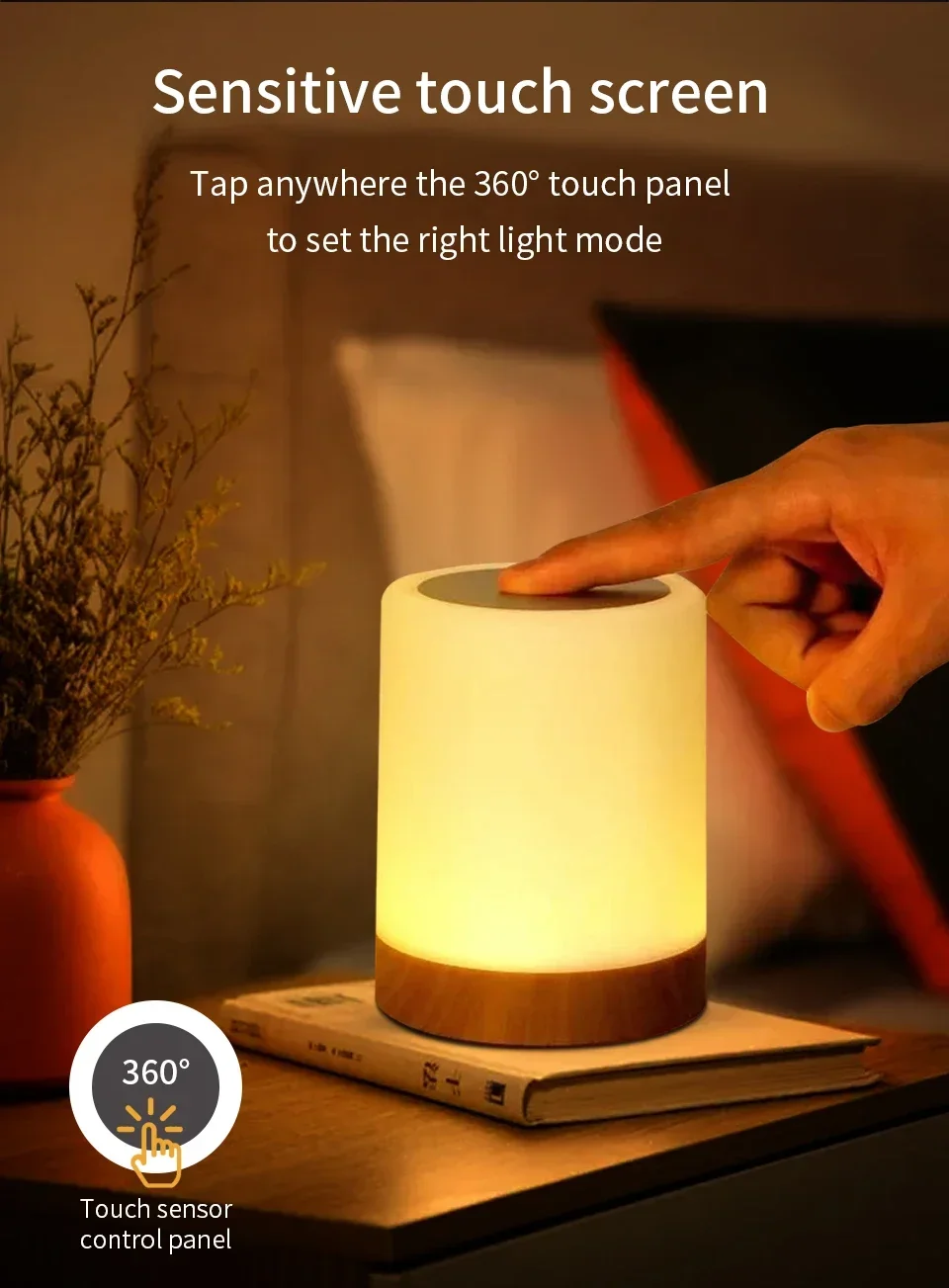 13 Color LED Changing Night Light With Remote Control RGB Touch Dimmable Lamp USB Rechargeable Table Bedside Night Lamp