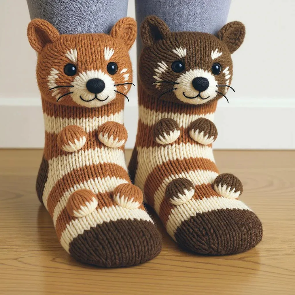 Nieuwe 3D Gebreide Dierensokken Dubbellaags Warme Grappige Sokken Benen Warme Slippers Sok Fuzzy Pluizige Eend Eend eenhoorn Kerstcadeau