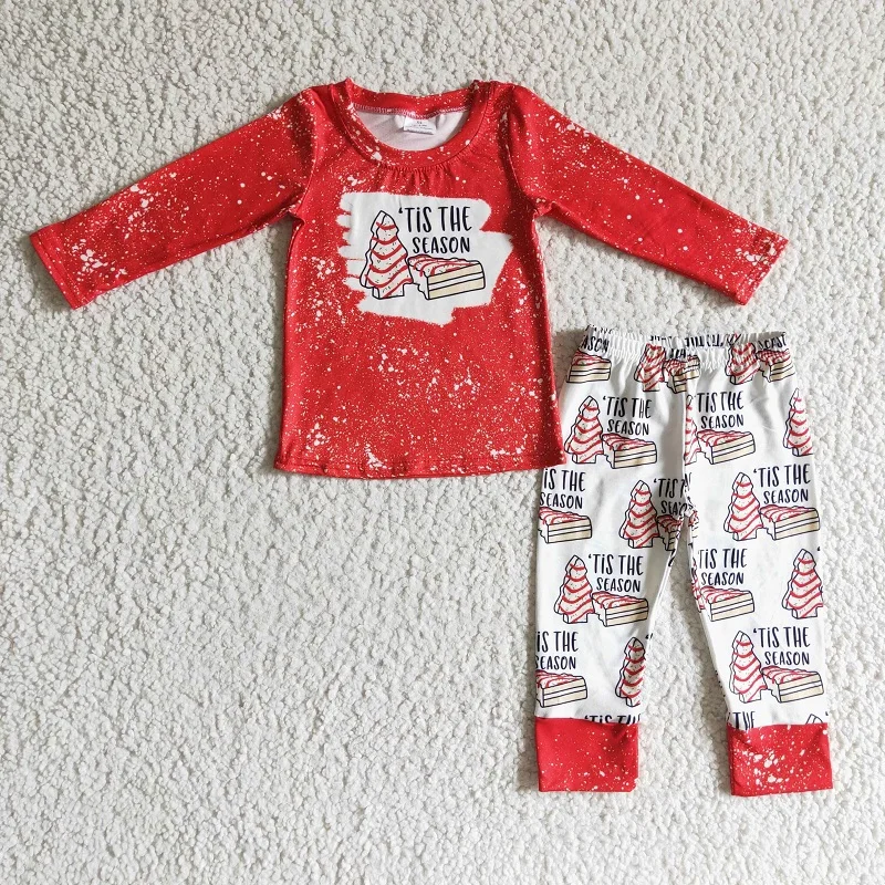 

New Baby Boys Wholesale Pajamas Season Wholesale Legging Tree Pants Outfit Christmas Red Boutique Kids 2pcs Clothing Sets