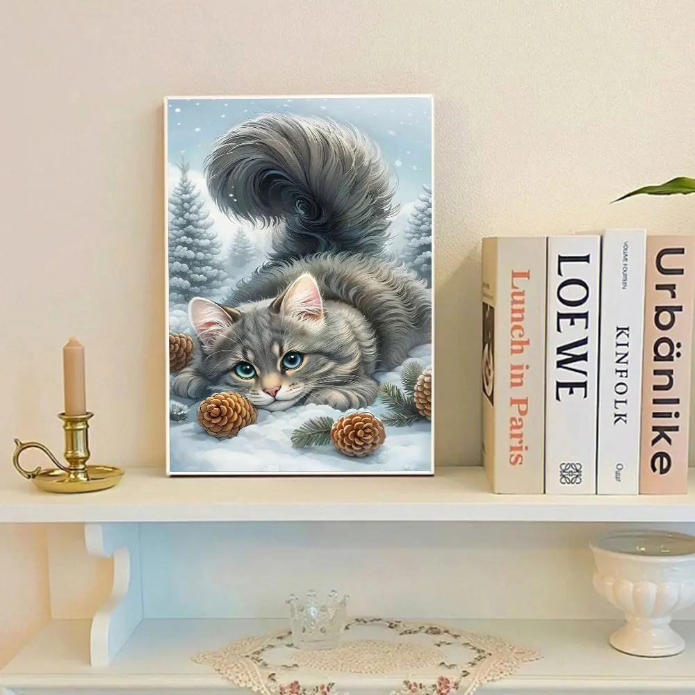 New Arrivals 2026 Diamond Painting Cat Winter Diamond Mosaic Animal Landsacape Art Decorative Paintings,frameless
