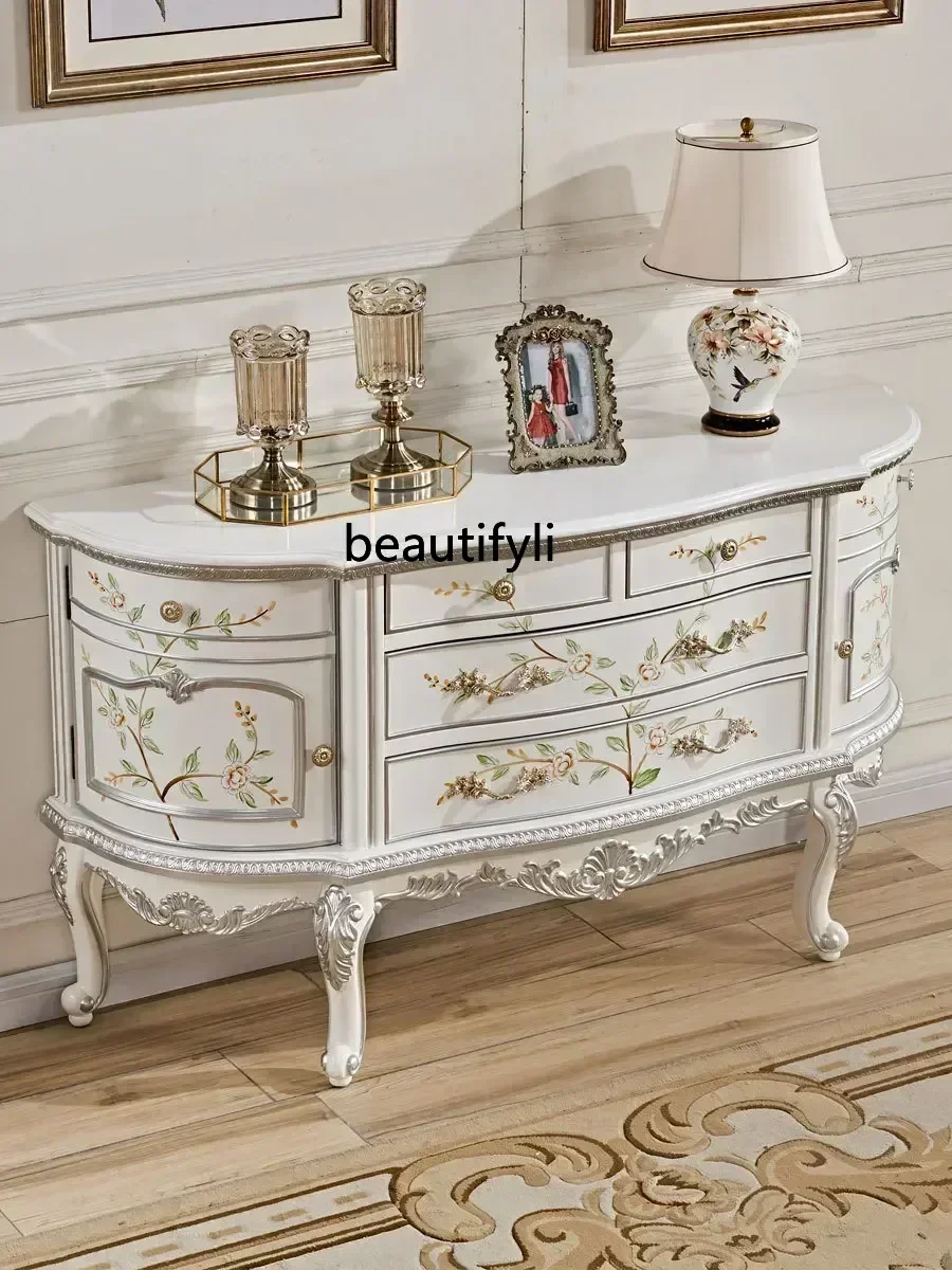 

54 Декоративный приставной шкаф в европейском стиле из массива американского дерева, полукруглый, для прихожей/столовой