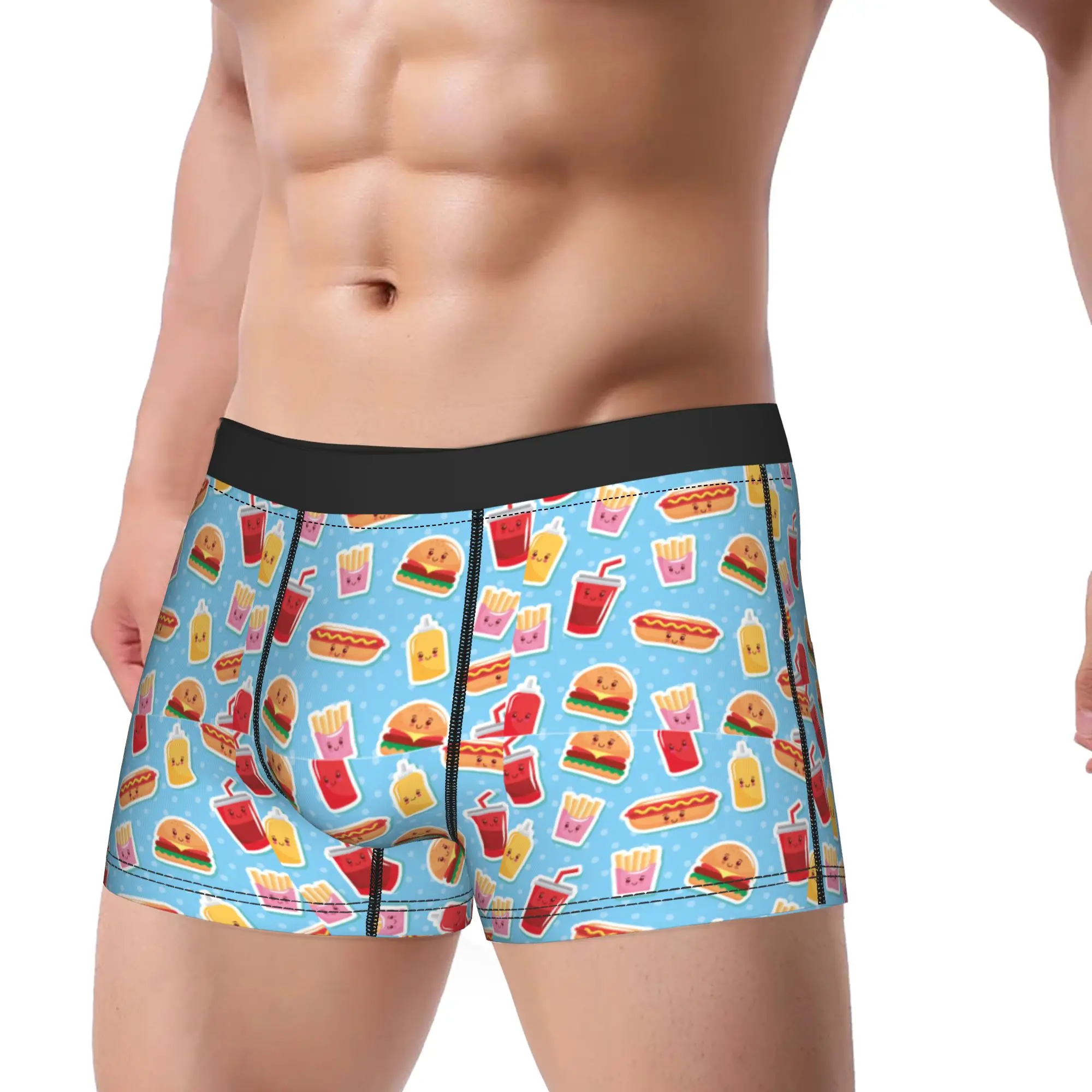 Fast Food Shorts Briefs  Underwear Hot Sale Men Comfortable Boxershorts Custom DIY Oversize Underpants