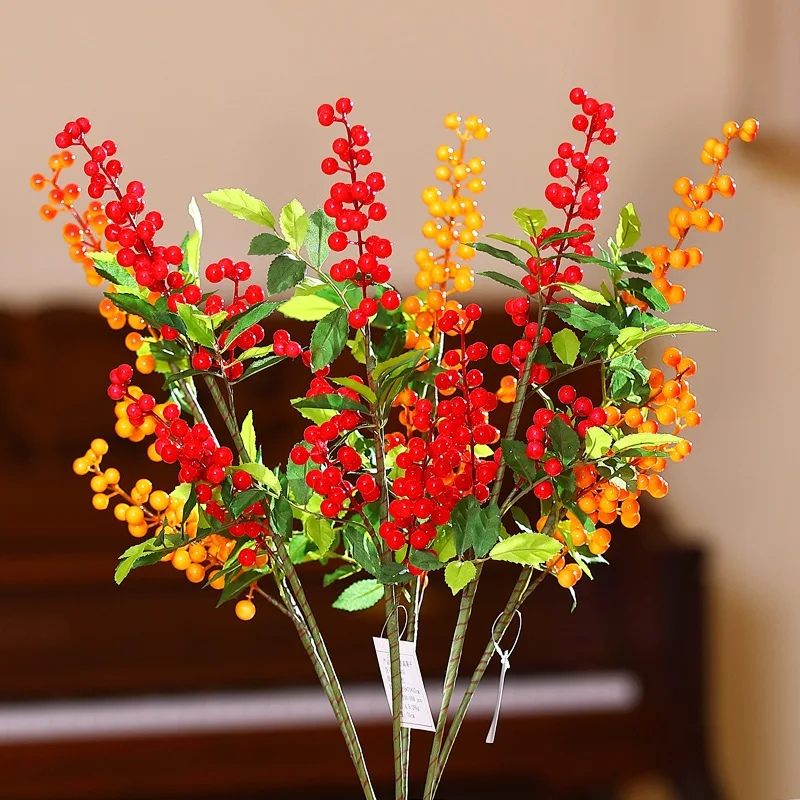 

Холли фрукты 4 вилки пена искусственные цветы ветка букет цветочная композиция DIY свадебная вечеринка домашняя имитация растений цветы
