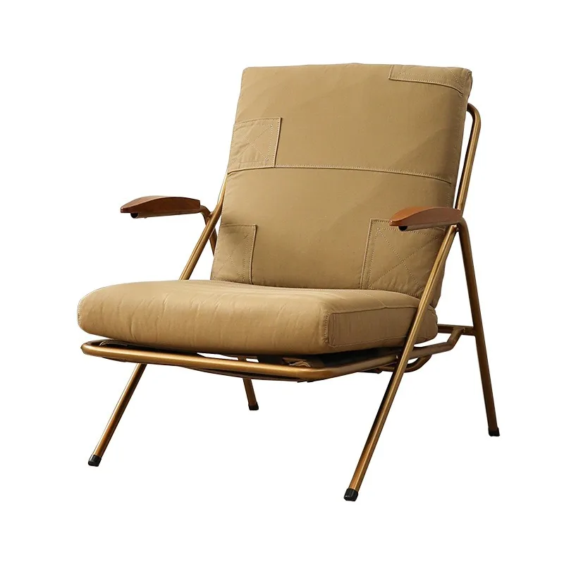 Wabi-sabi style vintage furniture, hotel, homestay, fabric ironwork, single sofa, Saipan lounge chair