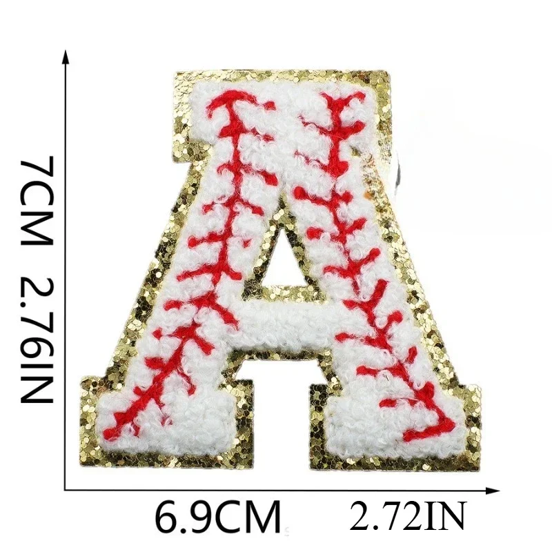 7 سنتيمتر البيسبول الإنجليزية الأبجدية التطريز القماش ملصق البيسبول نمط الكمبيوتر التطريز ختم الكي #5