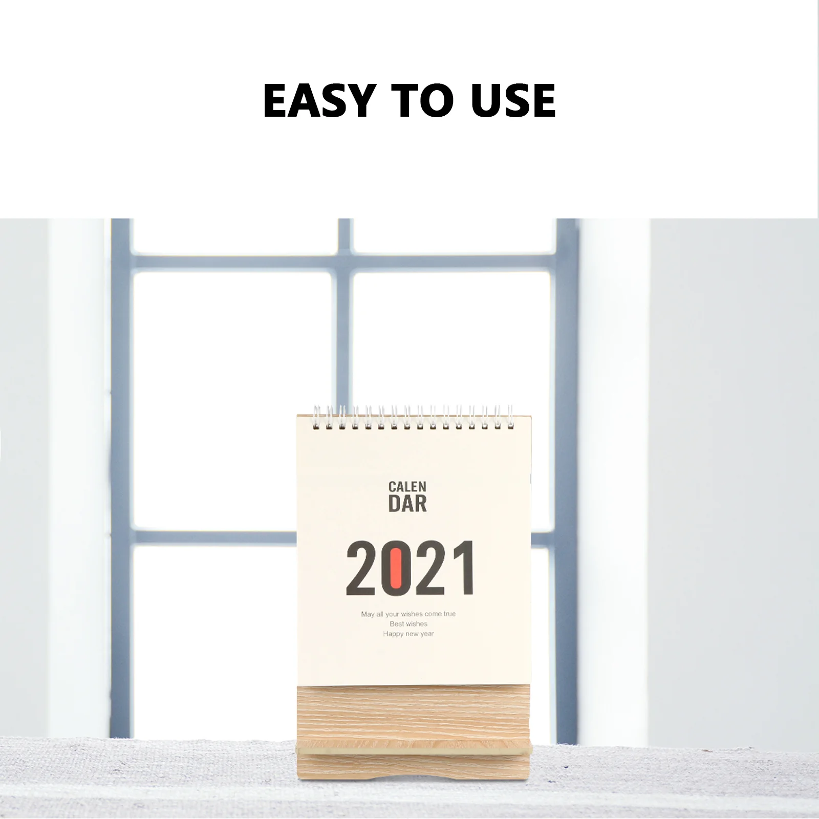 나무 스탠드 달력 2021 미니 테이블 데스크탑 플래너 두꺼운 보드 부드러운 종이 전화 홀더 다기능 사무실 장식