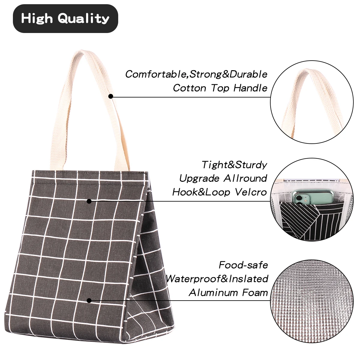 Lunch Bag Women Men Cooler Bags Thermal Storage Ice Pack Tote Student Bento Picnic Food Handbags Portable Lunch Box Work