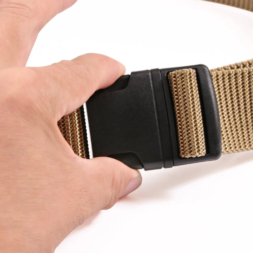 Cinturón táctico de nailon para hombre, Correa multifuncional de lona y plástico con hebilla en la cintura, alta calidad, color marrón, DT043