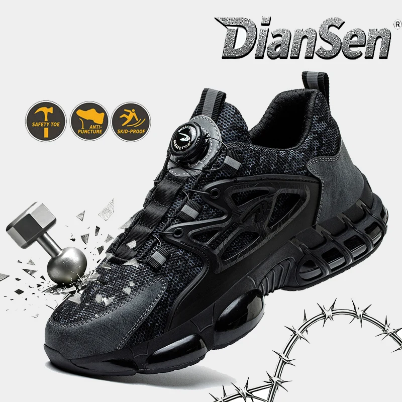 

Обувь по страхованию труда, мужская защитная обувь с защитой от ударов и проколов, износостойкая рабочая обувь с вращающейся кнопкой, защитная обувь