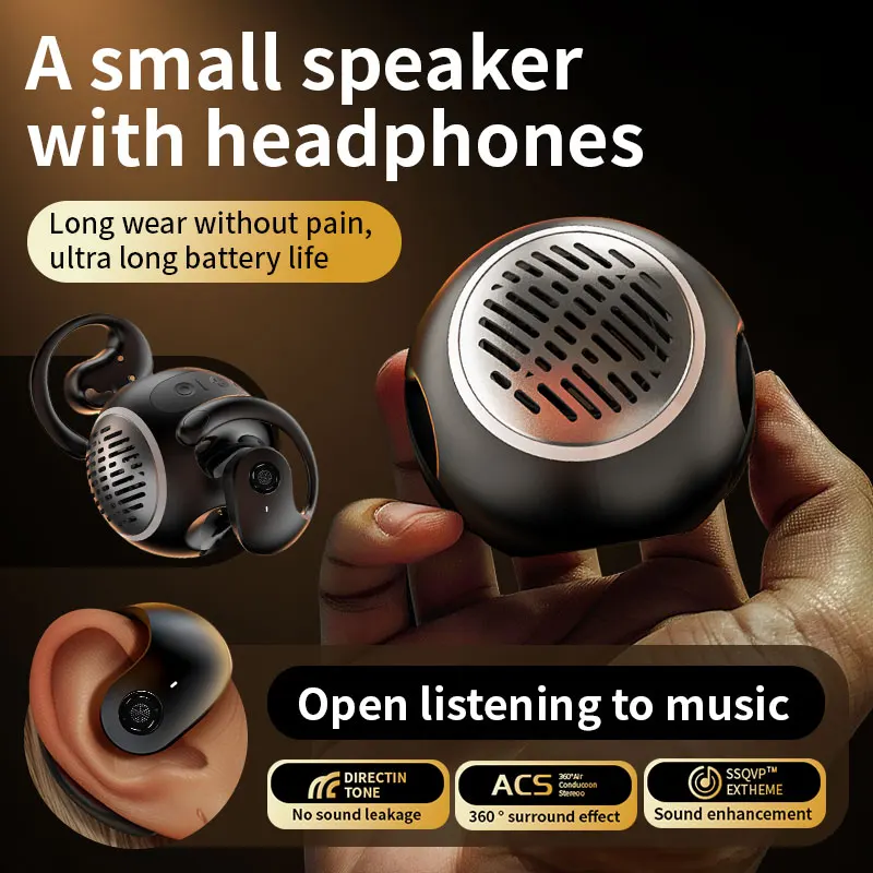 Wireless Bluetooth speaker headphone 2-in-1 sports ear hanging air conduction open non in ear Bluetooth headphone sound system