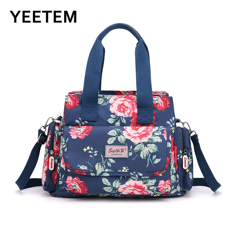 Bolso de mano con estampado de flores románticas de Francia, bolso de viaje ligero con múltiples compartimentos, bolso de hombro de gran capacidad con estampado Simple