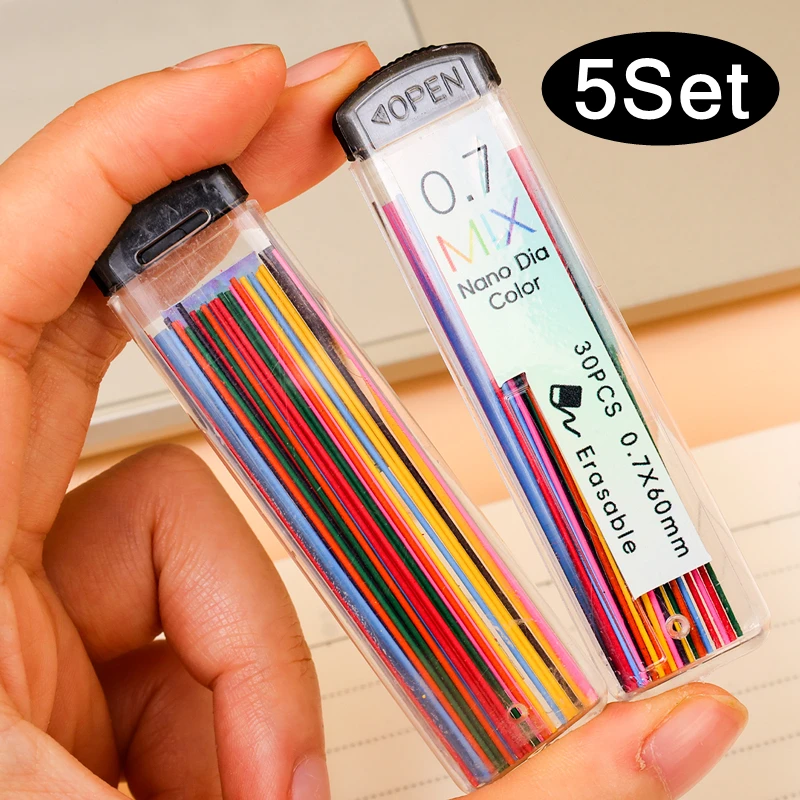 0.7mm Art Sketch Writing Student Stationery Office School Supplies Graphite Lead Core Colorful Mechanical Pencil Lead Refill New