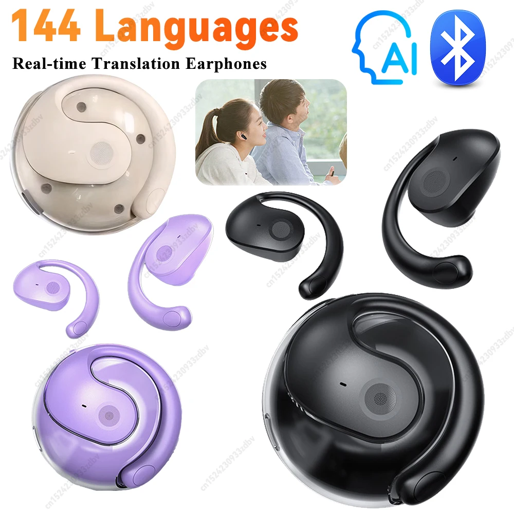 Intelligent Real-time Translation Earbuds Global 144 Languages Wireless BT Translation Earphones Waterproof Smart Voice Earbuds