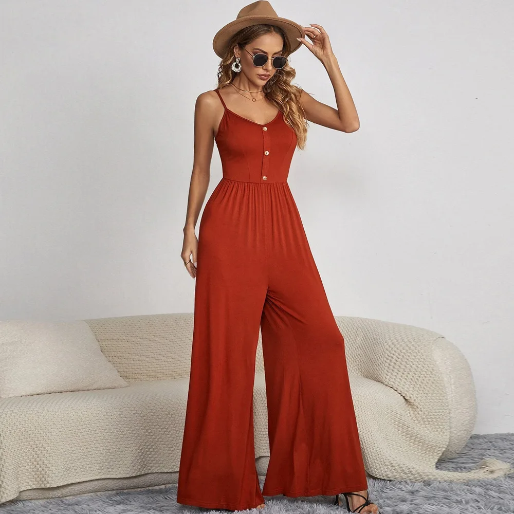 2024 New Summer Women Jumpsuits Sleeveless Loose And Casual Solid Color Show Off a Slim Figure Trendy Women's Clothing