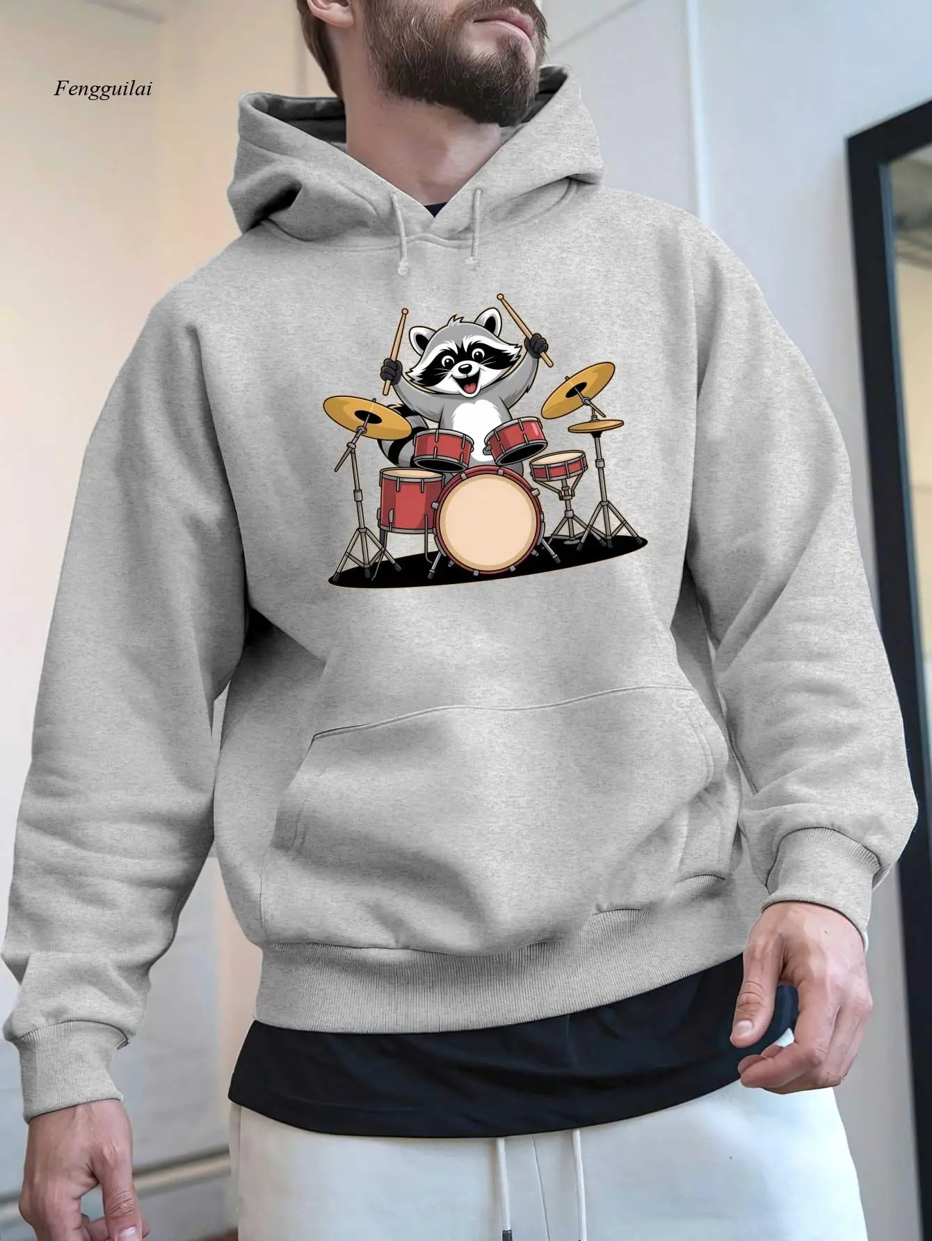 

Толстовка с капюшоном «Енот-барабанщик» — горчично-желтая, черно-белый принт «Енот и барабан», мягкая удобная ткань