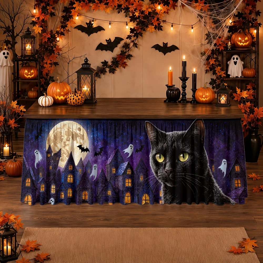 Halloween table skirt - Gothic style - Magical ghostly midnight celebration - Evening party decorationzyc