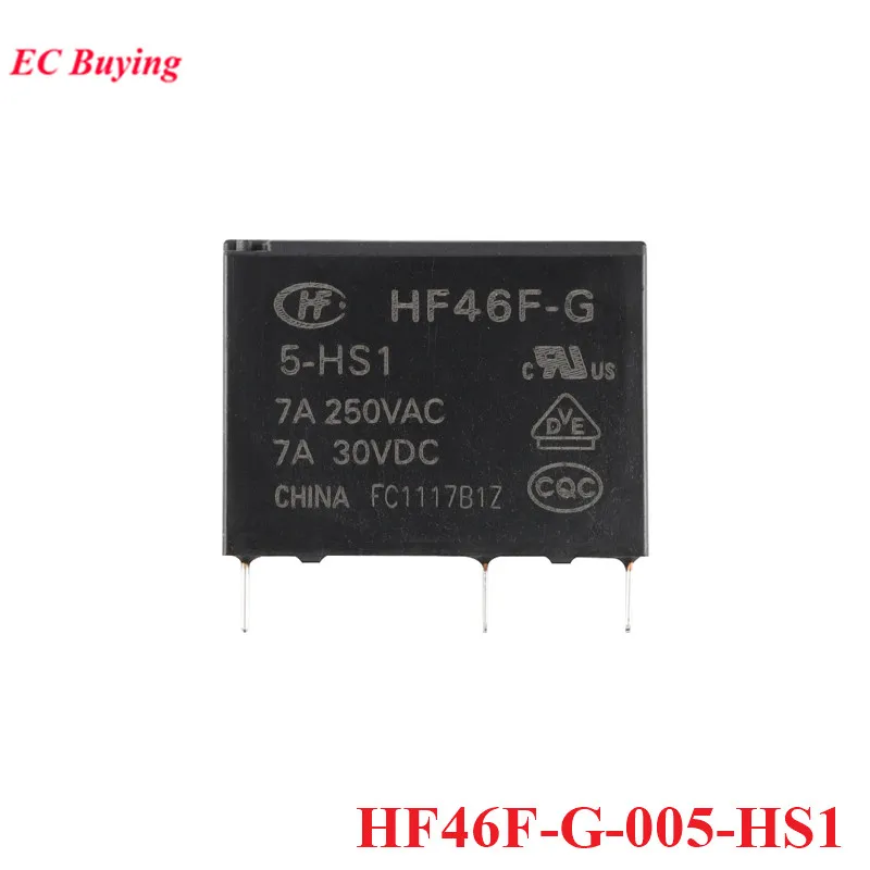 5Pc/1pc HF46F Relay HF46F-G 005-HS1 012-HS1 024-HS1 5VDC 12VDC 24VDC DC 5V 12V 24V Normally Open 7A 250VAC 30VDC 4PIN Power Rele