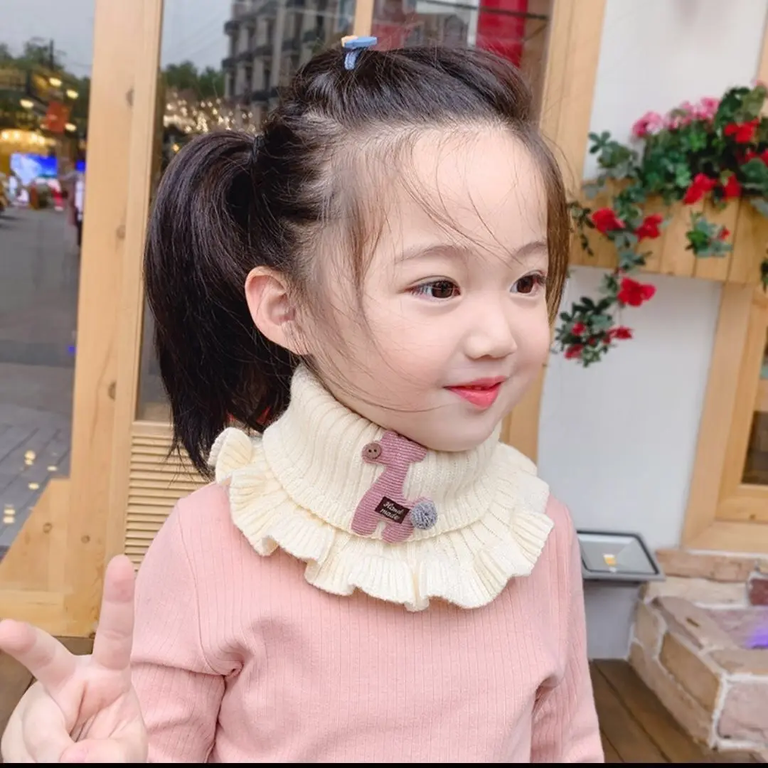 High Quality Knit Scarfs Outdoor Scarves Multiple Colors Winter Warmer Collar Wool Ruffle Neck Kids Scarf Baby Accessories