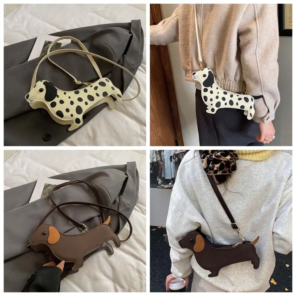 

Kawaii Dachshund Crossbody Bag Three-dimensional Anti-splash Water Dog PU Shoulder Pouch Funny Large Capacity Retro Phone Bag
