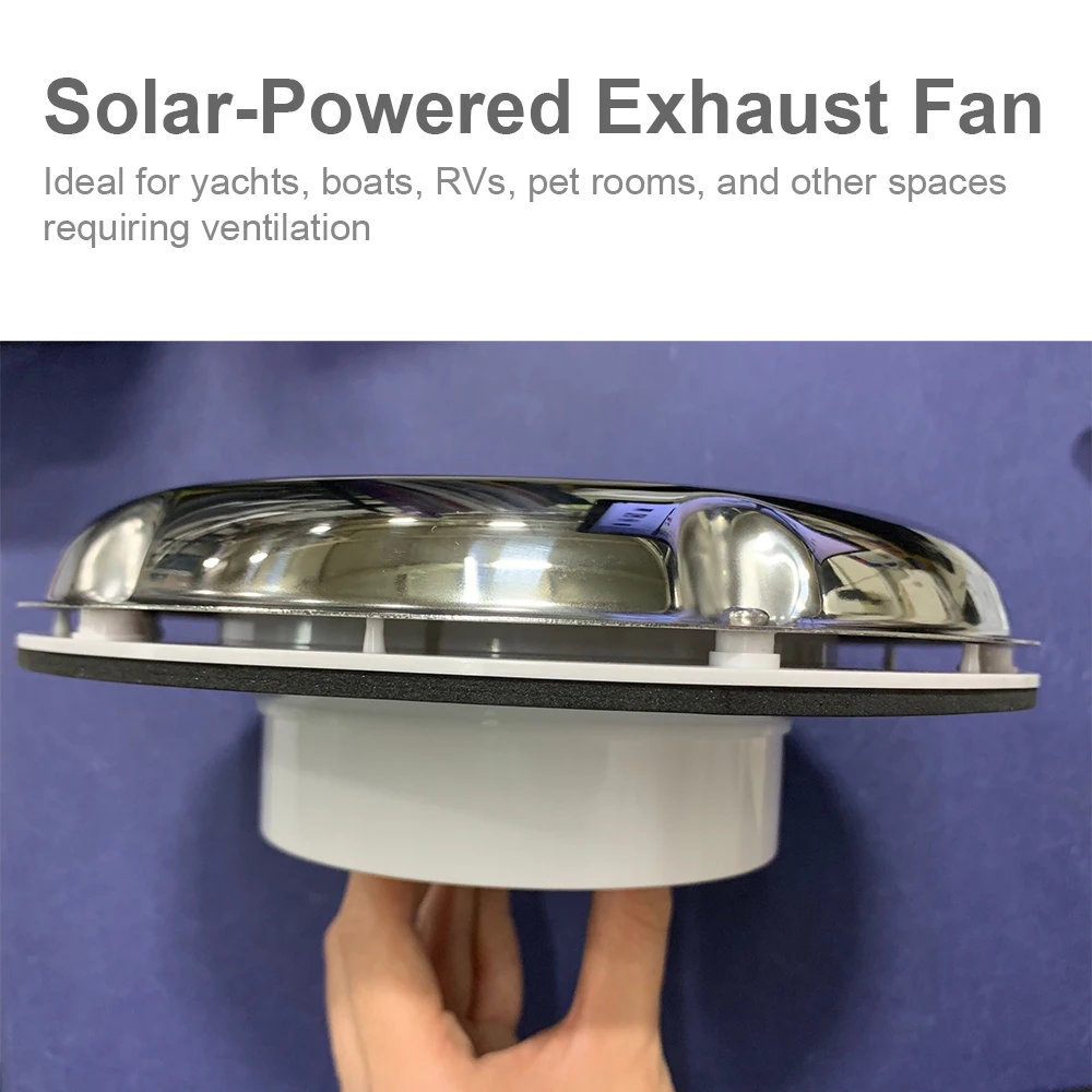 215mm Solar Ventilator Rechargeable Exhaust Fan Solar Powered Air Vent Waterproof Ventilation Fan for Caravan RV Motorhome Boat