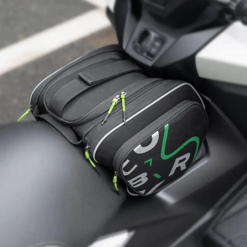 High Capacity 12L Motorcycle Storage Bag Including Double Closure Helmet Compartment and Contoured Design for Comfortable H9EE