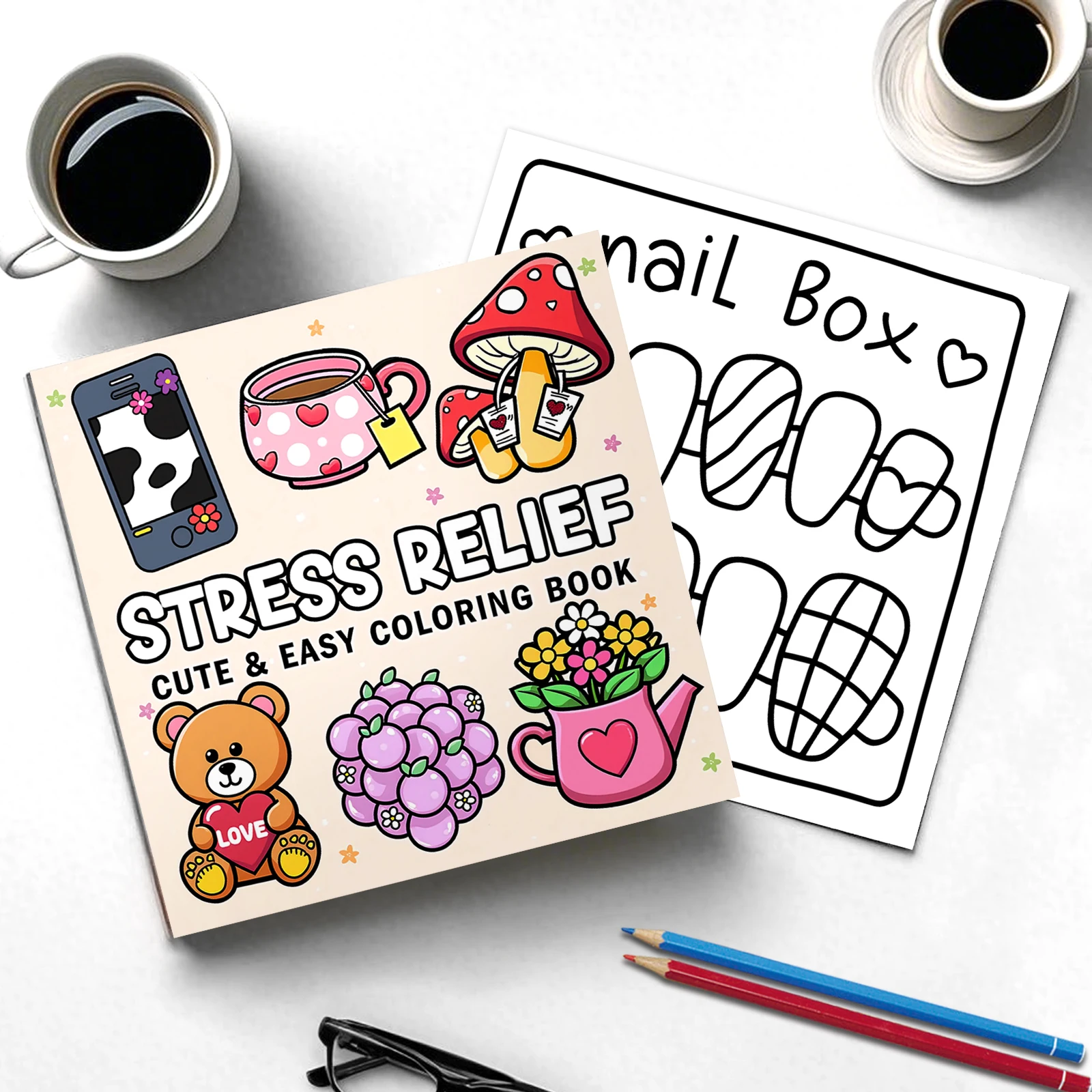 Stress Relief Cute & Easy Coloring Book for Adults and Teens - 24 Pages Adult Picture Book Emotional Release Drawing Books