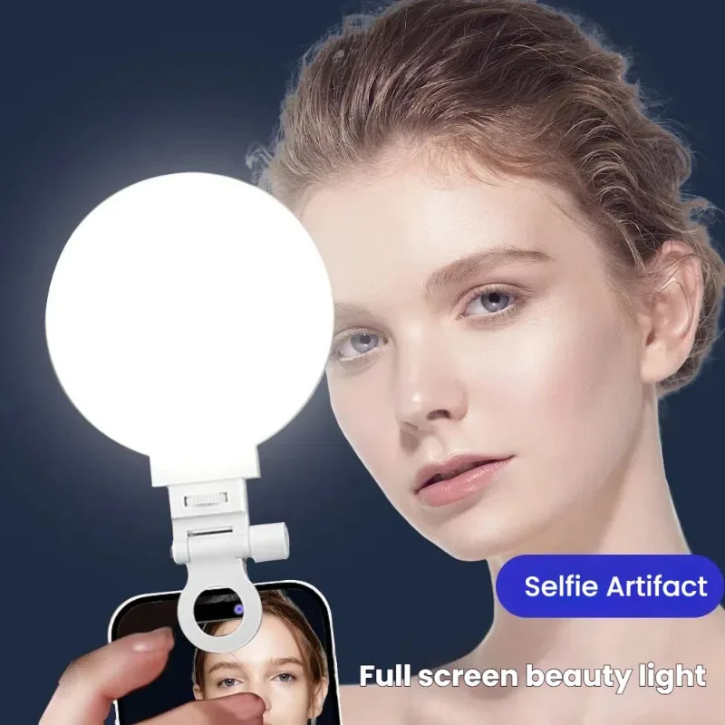 ضوء سيلفي صغير للهاتف بقدرة 800 مللي أمبير في الساعة قابل لإعادة الشحن، مصباح جيب محمول، مشبك سطوع قابل للتعديل على أضواء LED لأجهزة الكمبيوتر