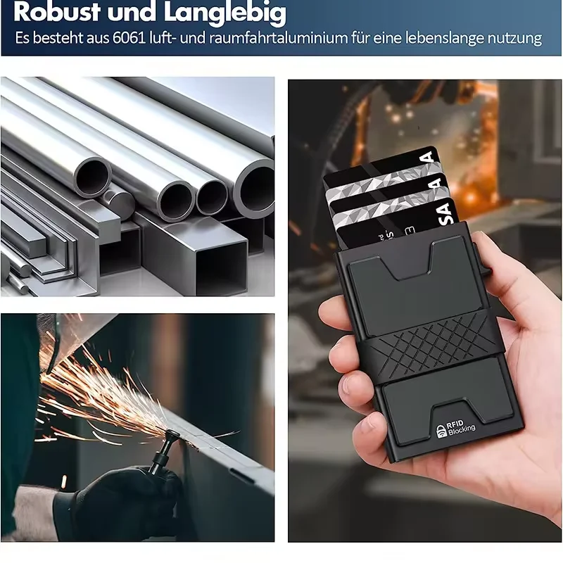 Mini RFID Blocking Aluminum Wallet Pop-up Card Holder Money Clip Secure Portable Compact Financial Organizer