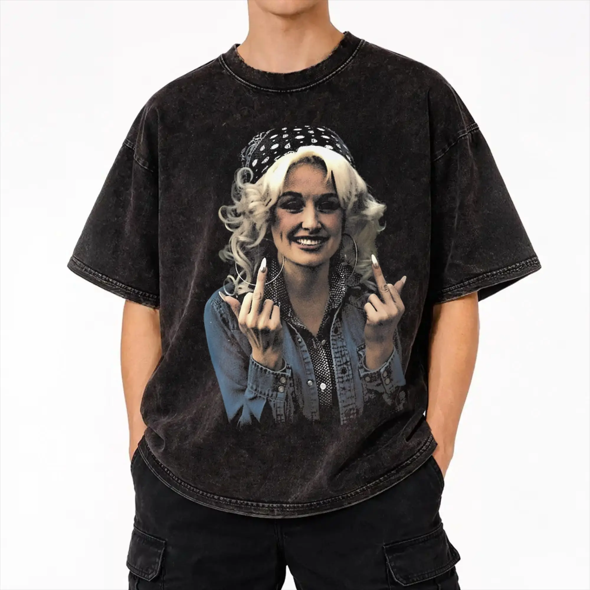 RIP Dolly Parton Washed T Shirt Streetwear Hip Hop Retro T-Shirts  Tees Men Women Cotton High Street