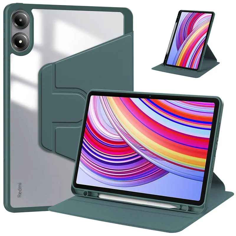 For Xiaomi Redmi Pad Pro Case 12.1 inch with Pencil Holder Cover For Xiaomi Poco Pad 12 1 2024 Tablet 360 Rotating Cover Case
