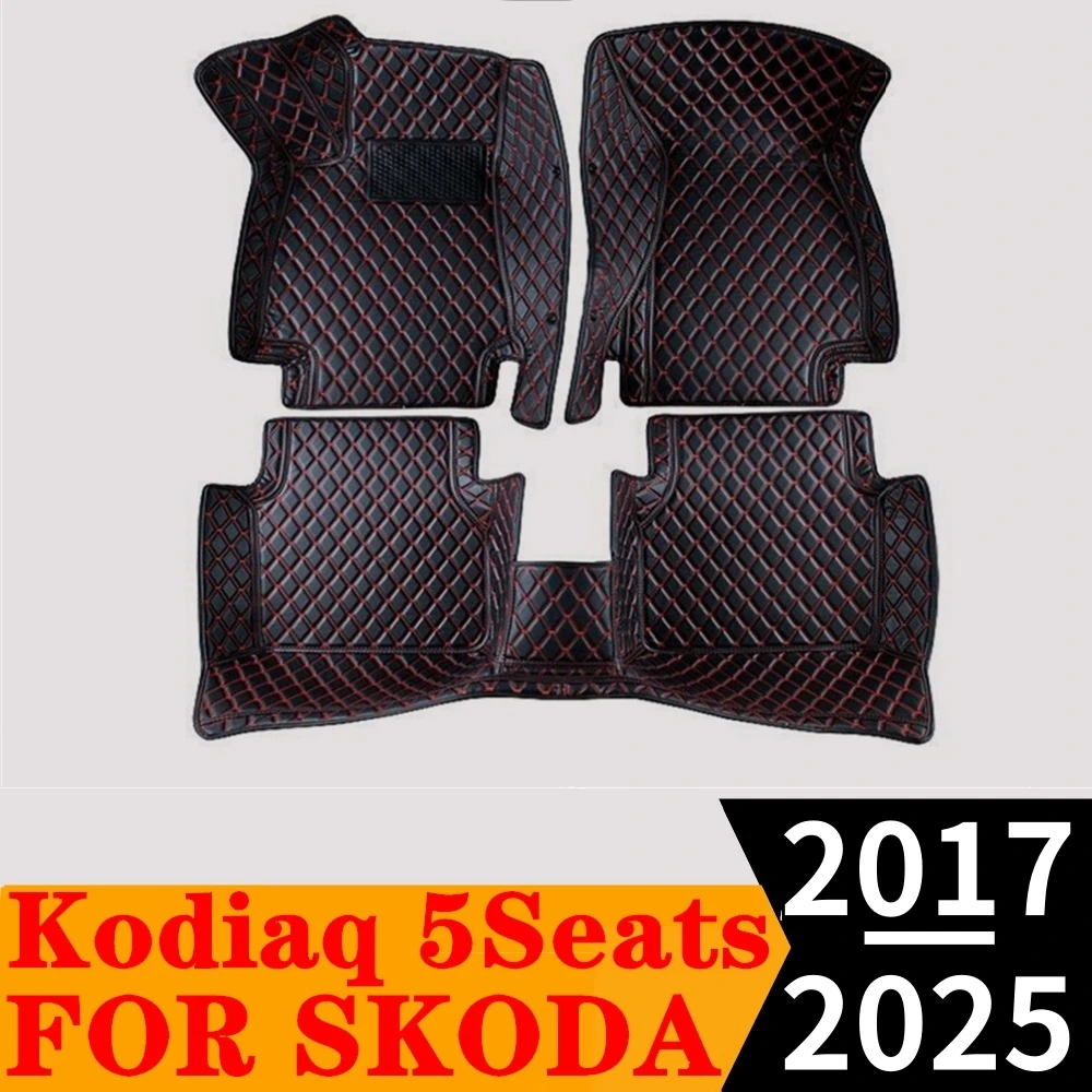 Auto Fußmatten Für SKODA Kodiaq 5 Sitze 2025 2024 2023 2022 2021 2020-2017 FloorLiner Fuß Pads
