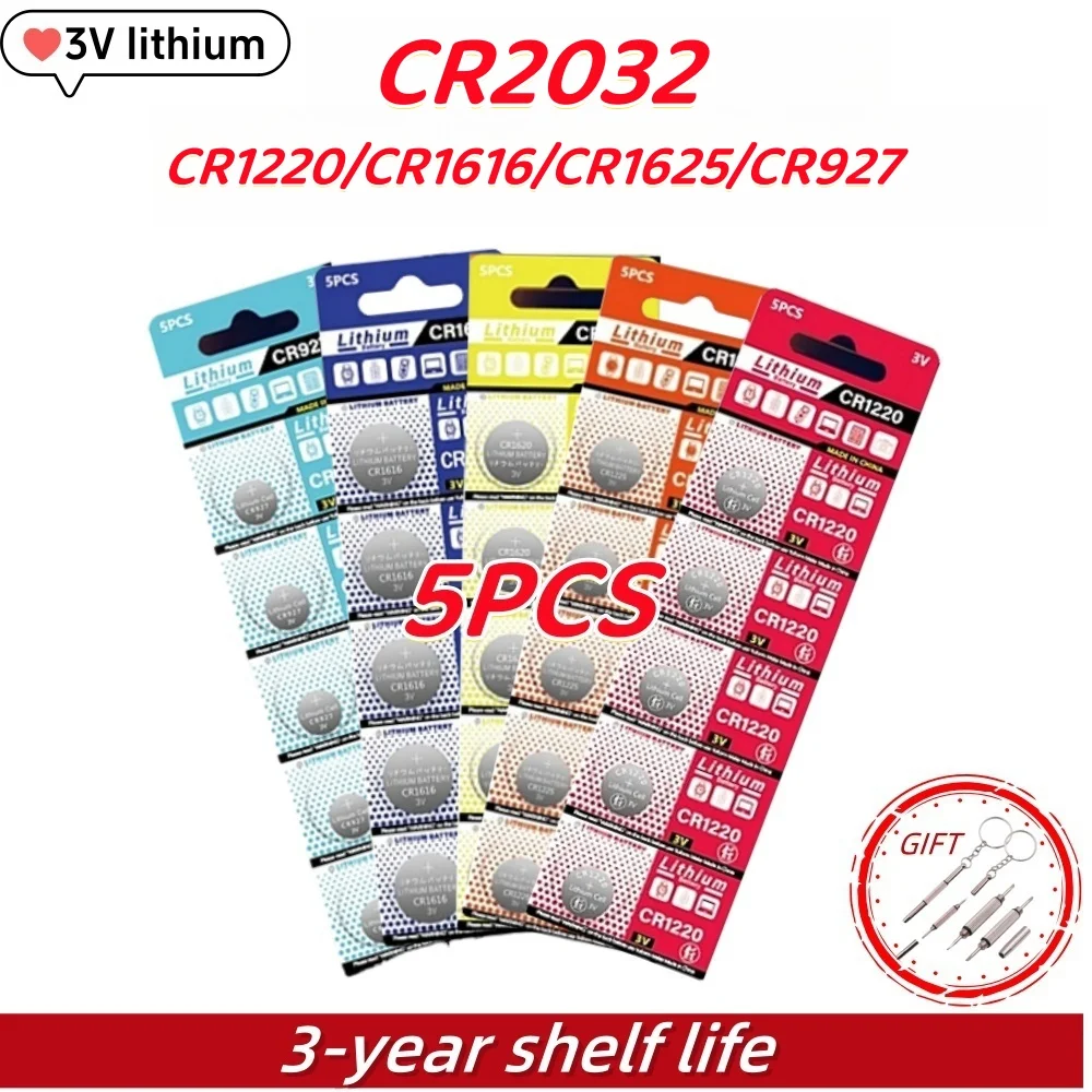 

NEW 5PCS CR2032 Button cell Watch Battery CR1616 CR1225 CR1220 CR927 CR2032 3V Lithium Batteries for Watch Keys Calculator