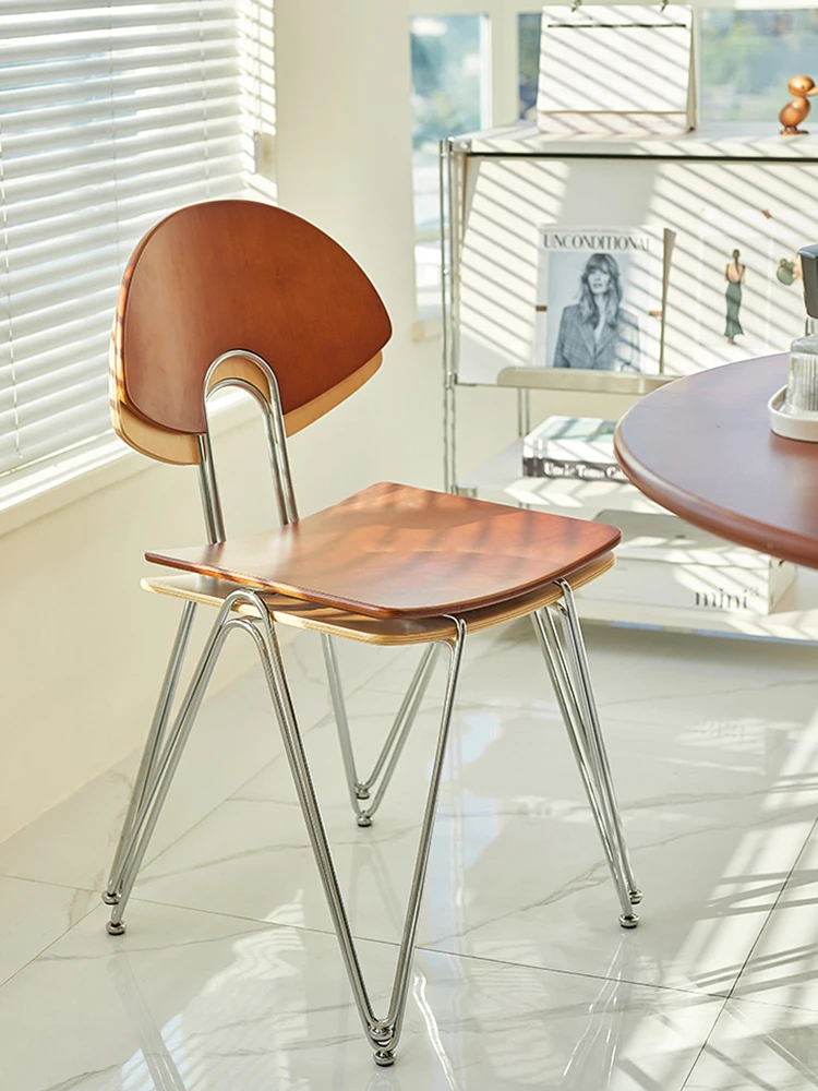 Nordic Dining Chair,Vintage Coffee Shop Negotiation Backrest Stool,Stackable Home Living Room,Bedroom,Dressing Chairs Furniture