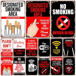 Vintage No Smoking Metal Plaque, Free Wifi, Tin Sign, Public Bar Smoking Area, Outdoor Decor, Wall Decor, WY221