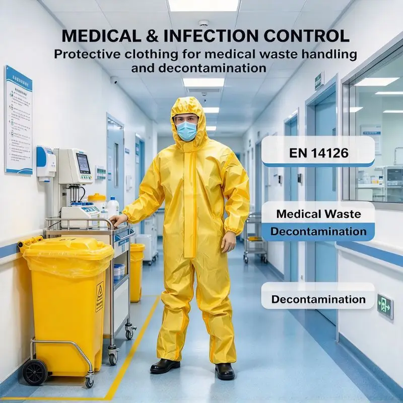 Chemical Protective Coverall, Acid & Alkali Resistant Safety Workwear, Anti-Splash Hazmat Suit for Laboratory Petrochemical Agri