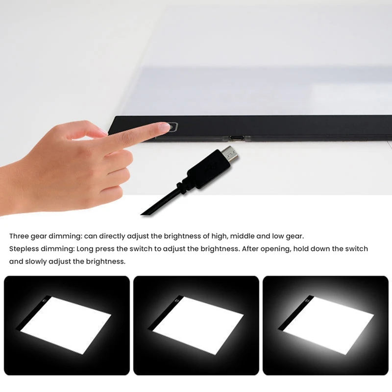 A4 Three Level Dimmable LED Light Pad Drawing Board Pad Tracing Light Box Eye Protection Easier For Diamond Painting