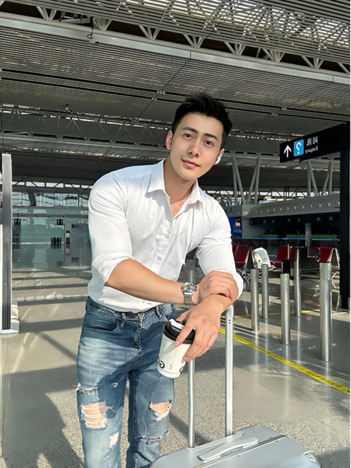 

White Long Sve Men's irt Slim Fit Inner Wear Easy Care Autumn Commuting Korean Sle Top Youth Trend Polyester Fiber