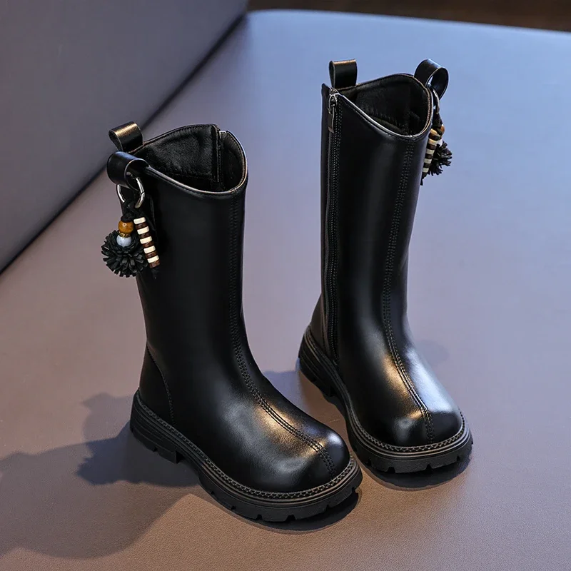 

Классические детские теплые хлопковые ботинки, новинка 2023 года, зимние черные длинные сапоги для детей, милые плюшевые ботинки на платформе для девочек