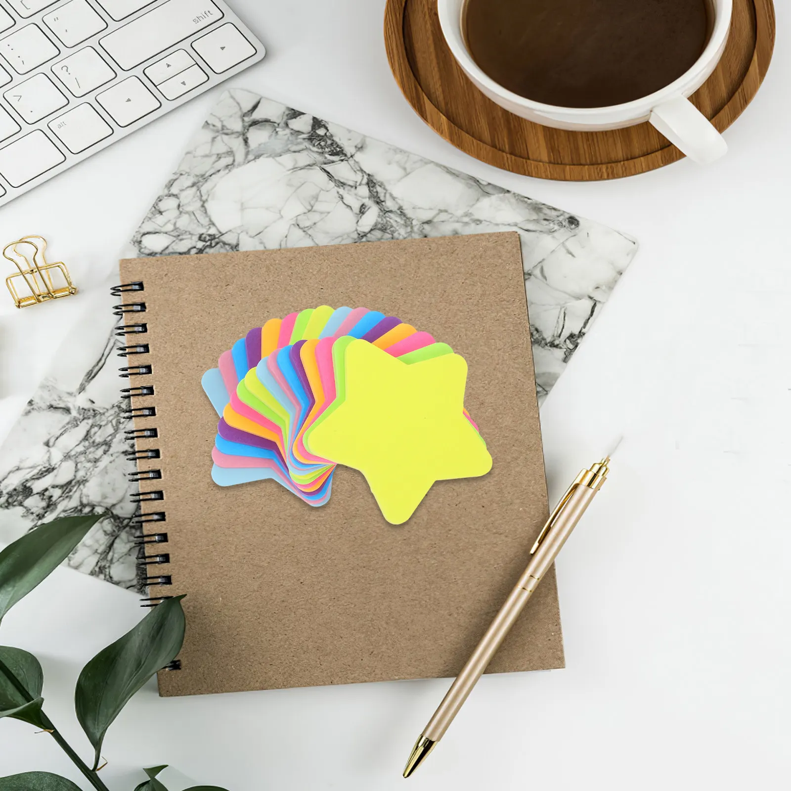 

16Pcs Star Shaped Self Adhesive Pads Colorful Memo Pads for Office School Home Planner Organizer Supplies