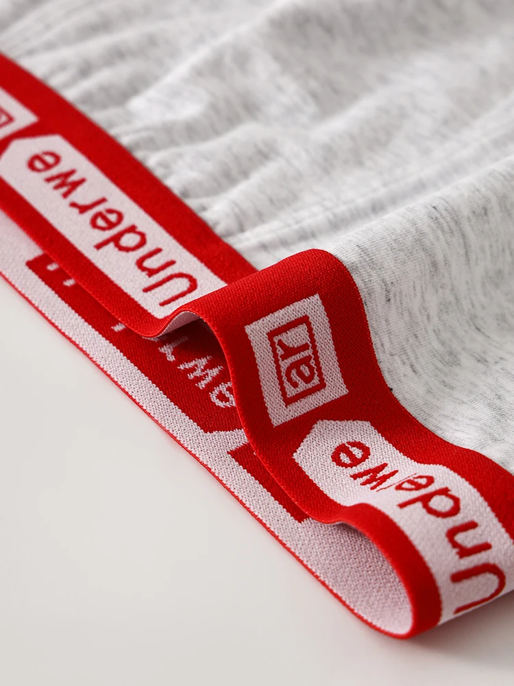 メンズ95%コットンボクサー6枚組「アンダーウェア」レッドウエスト：通気性と肌に優しい、ぴったりフィット、快適さとスタイルの完璧な組み合わせ