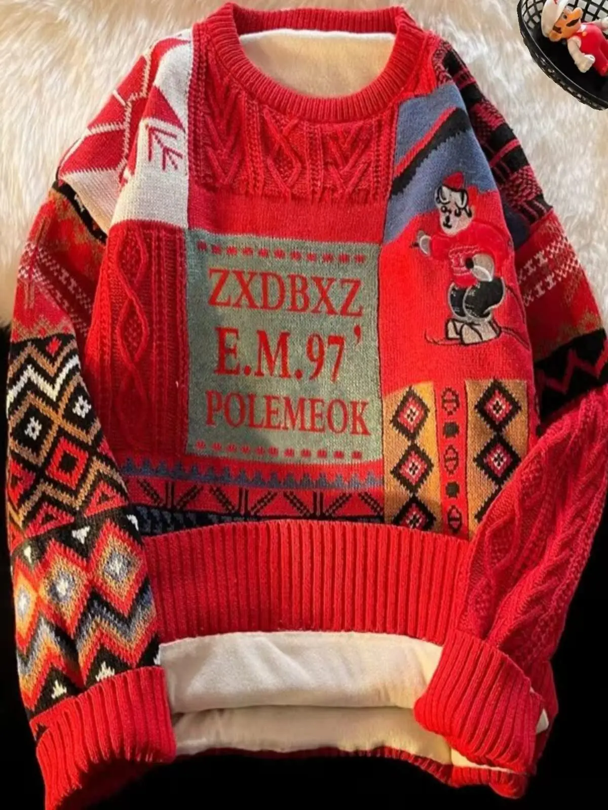 

Негабаритный круглый пуловер на подкладке для мужчин, повседневный, удобный, дышащий, свободный крой, осень-зима, модный ...