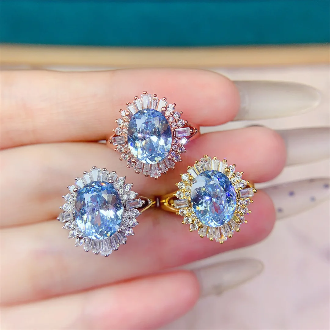 

Dazzling Natural Blue Topaz Ring Glossy S925 Silver Contemporary Designer Jewelry Perfect Anniversary Gift