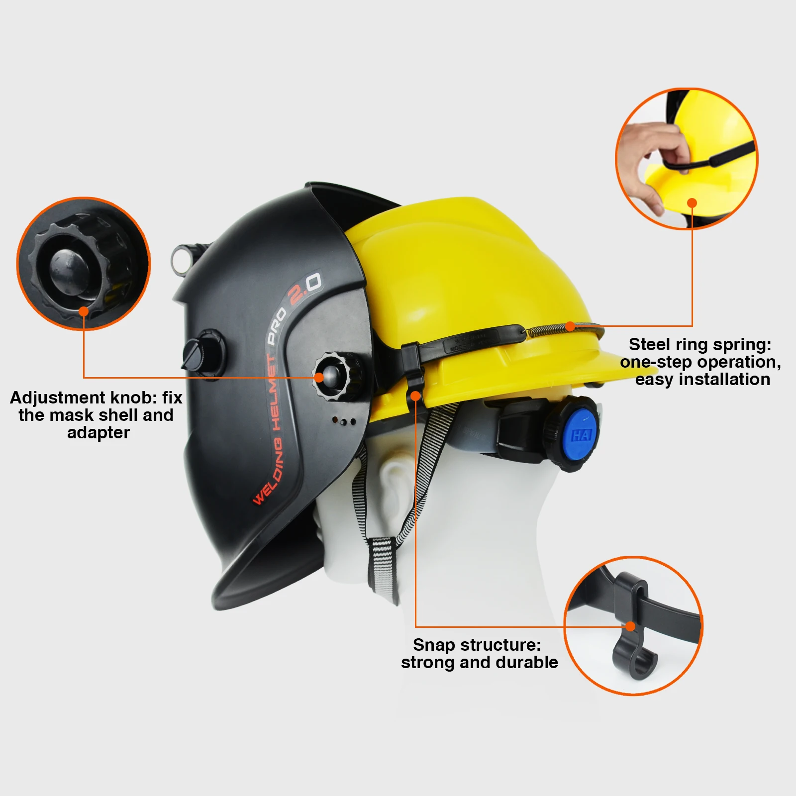 Hard Hat Adapter Replacement Adjustable Headgear Safety Hard Hat Mounting System for All Series Welding Helmets